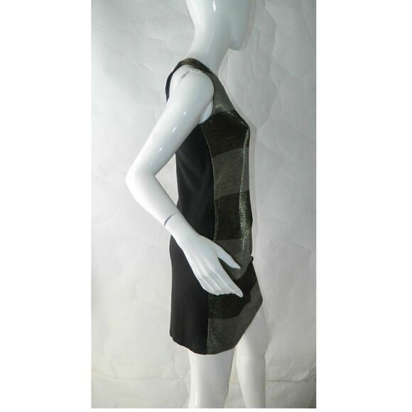 Three Dots Dress Gold  Metallic Stripes Sleeveless Dress Size X-Small - Picture 5 of 8
